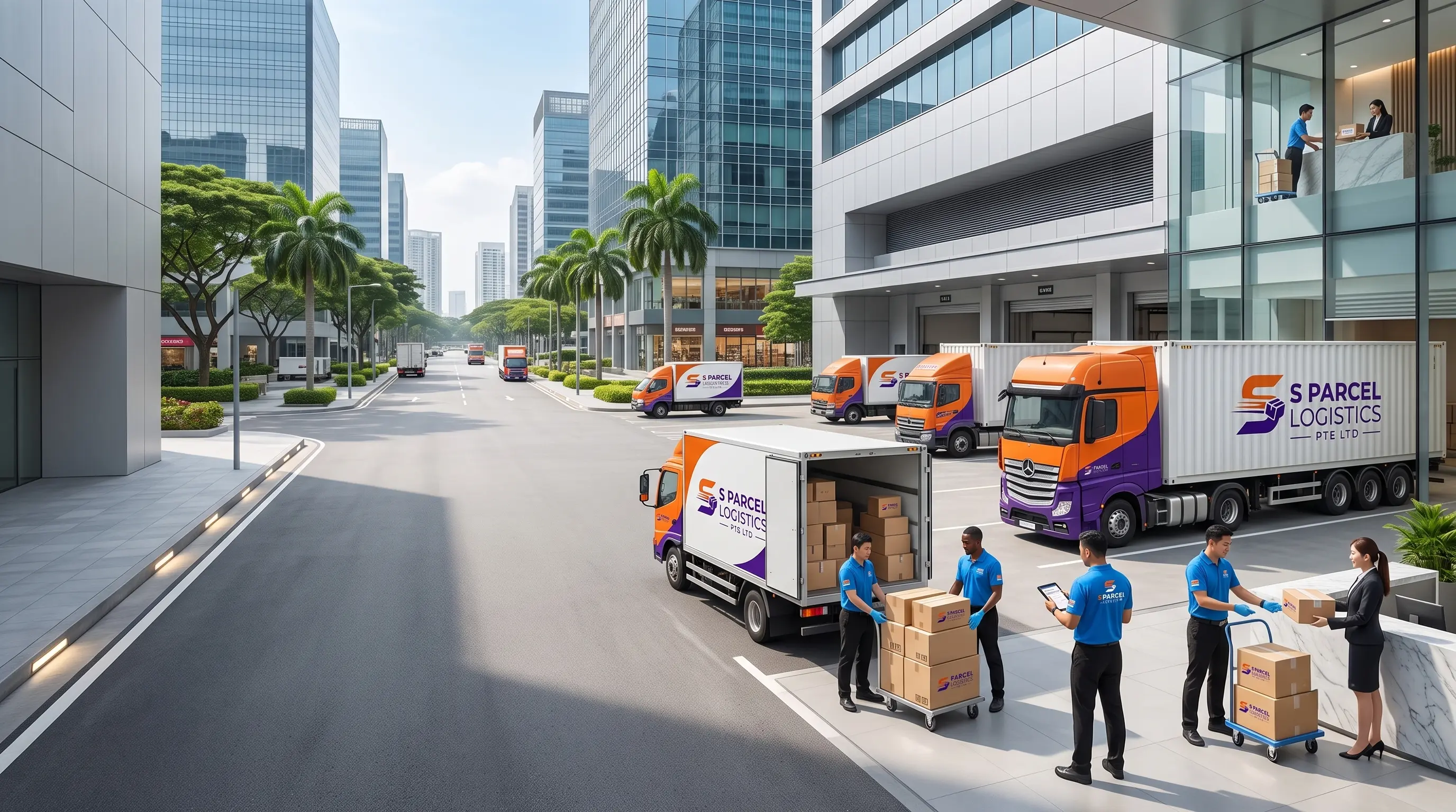 Corporate delivery van performing scheduled distribution