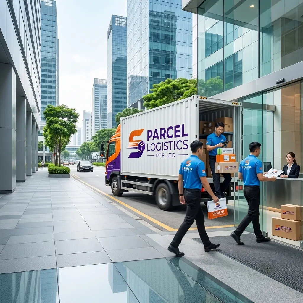 Express courier carrying a parcel urgently for delivery