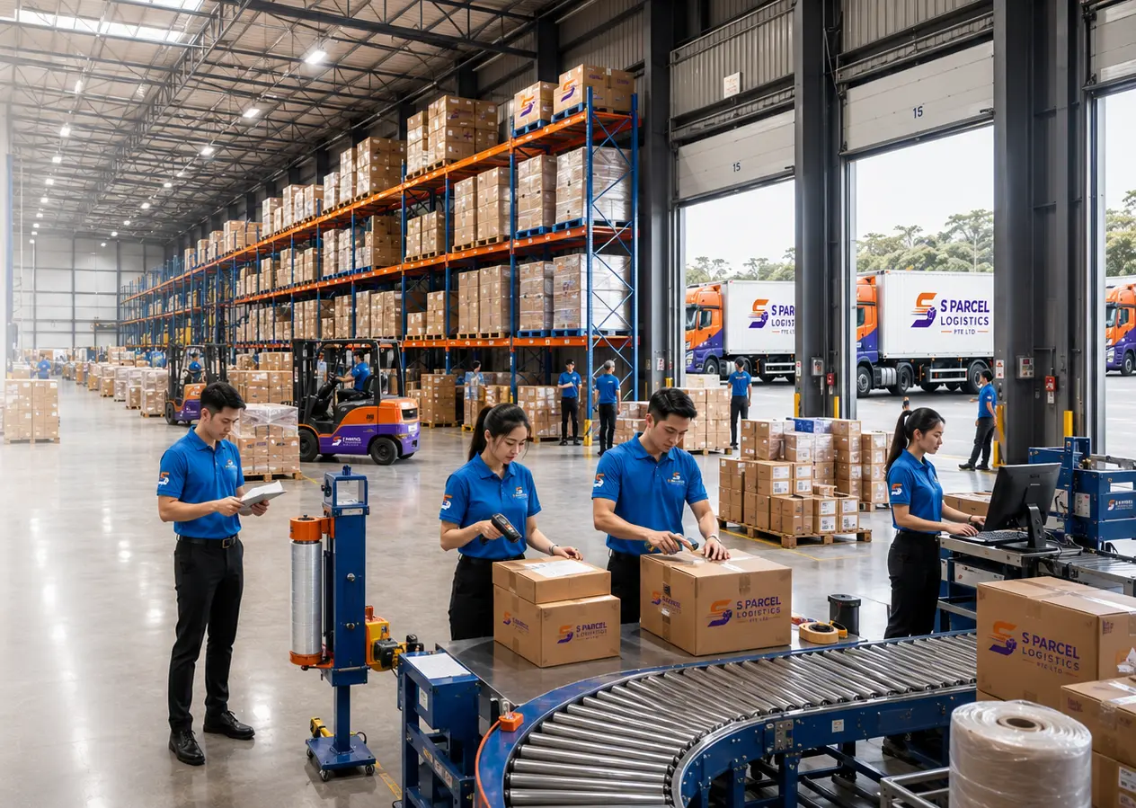 Modern warehousing facility with organized storage racks